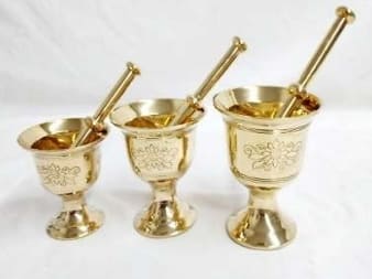 Stainless Steal Golden Pestle Set 3 pcs طقم مدق نحاس
